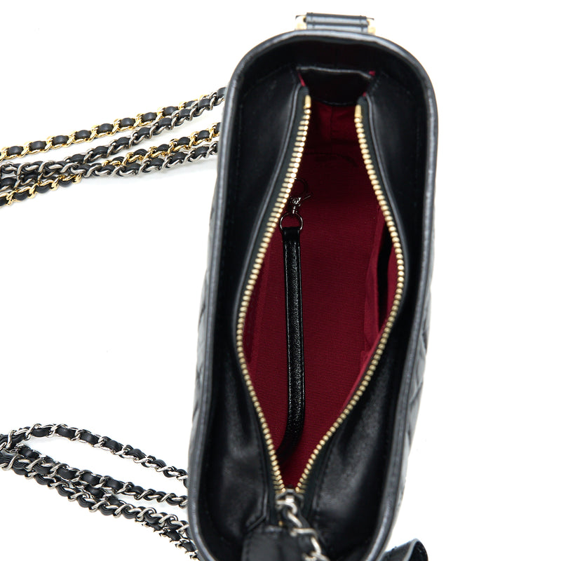 Chanel Small Gabrielle Hobo Bag Aged Calfskin Black Multicolour Hardware