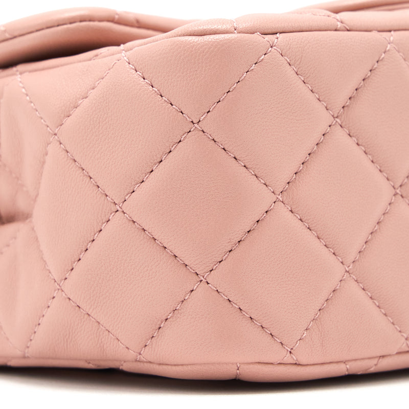 Chanel Pearl Crush Mini Square Flap Bag Lambskin Dark Pink GHW (Microchip)