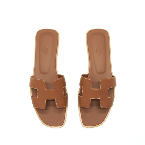 Hermes Size 39 Oran Sandal Box Gold