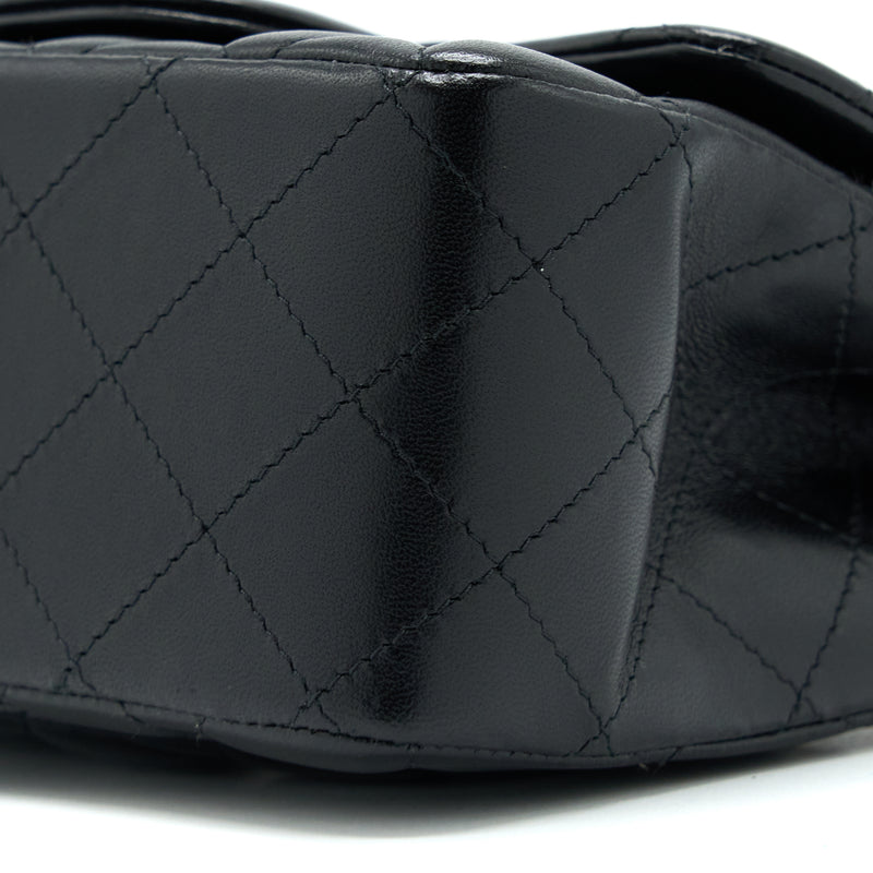 Chanel Mini Square Flap Bag Lambskin Black LGHW (Microchip)