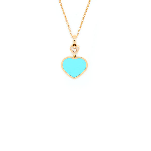 Chopard Happy Heart Pendant 18k Rose Gold Turquoise