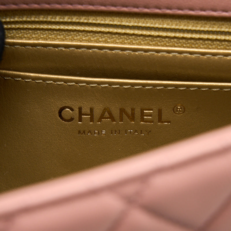 Chanel Pearl Crush Mini Square Flap Bag Lambskin Dark Pink GHW (Microchip)
