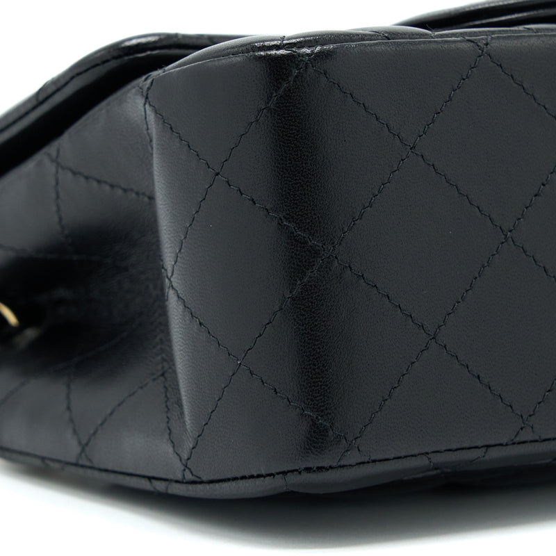 Chanel Mini Square Flap Bag Lambskin Black LGHW (Microchip)