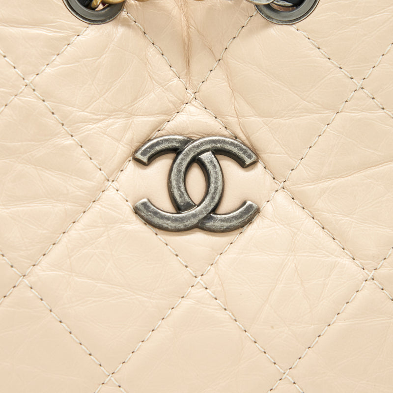 Chanel Beige/Black Quilted calfskin Leather Large Gabrielle