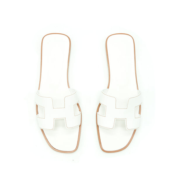 Hermes Size 38 Oran Sandal Box Blanc