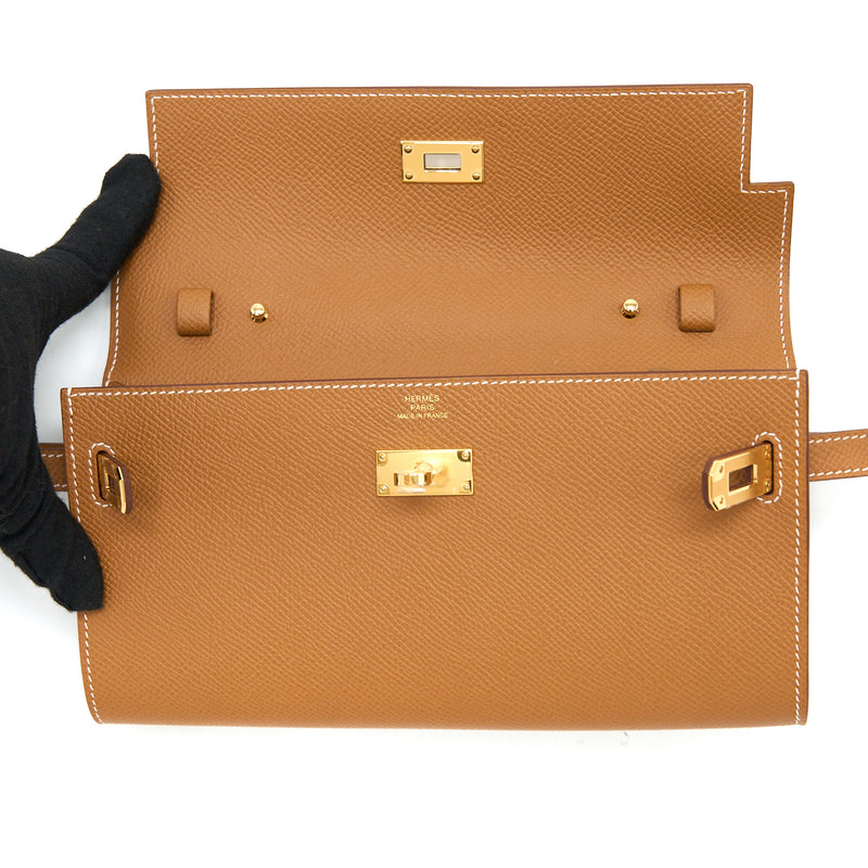 Hermes Kelly To Go Epsom Gold GHW Stamp U