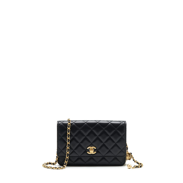 Chanel Pearl Crush Wallet on Chain Lambskin black GHW (microchip)