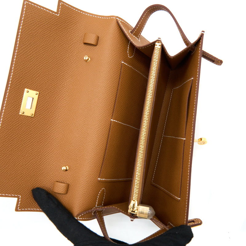 Hermes Kelly To Go Epsom Gold GHW Stamp U