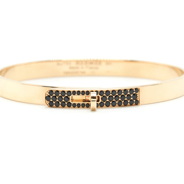 Hermes size SH Kelly Bracelet, small model Rosegold and black spinels Gemstones