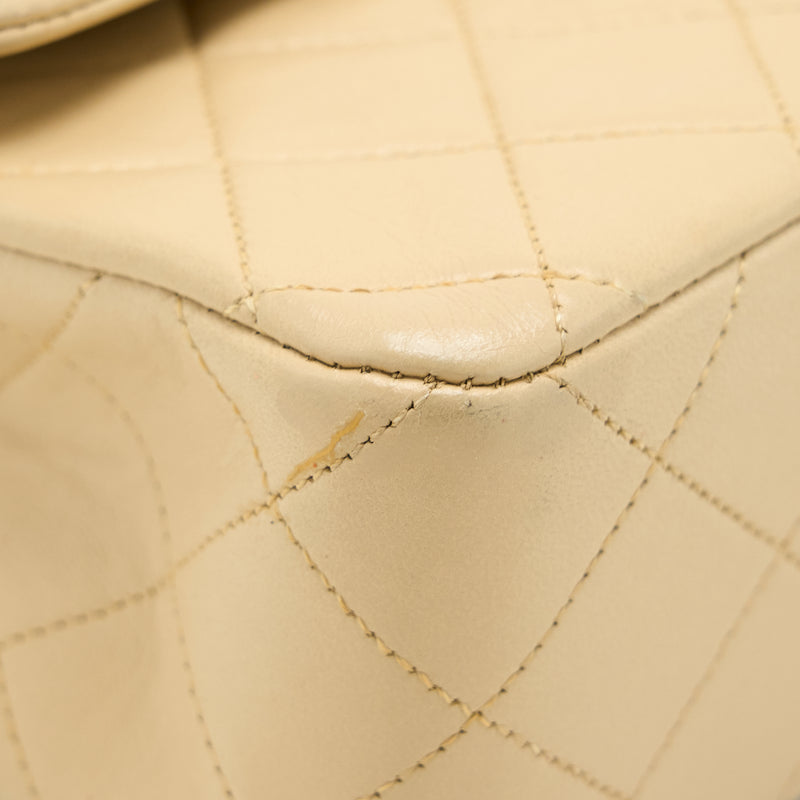 Chanel Vintage Small Classic Double Flap Bag Lambskin Beige GHW