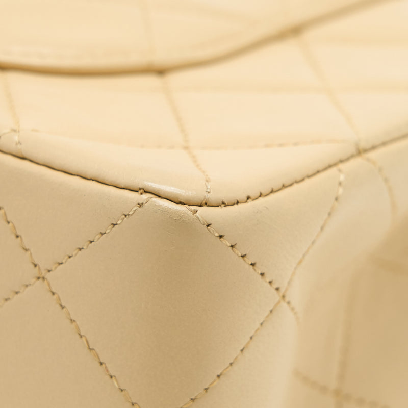 Chanel Vintage Small Classic Double Flap Bag Lambskin Beige GHW