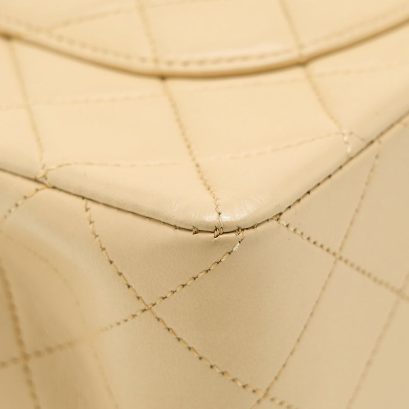 Chanel Vintage Small Classic Double Flap Bag Lambskin Beige GHW