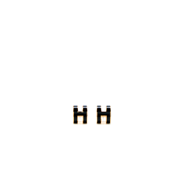 Hermes Mini Pop H Earrings Black RGHW