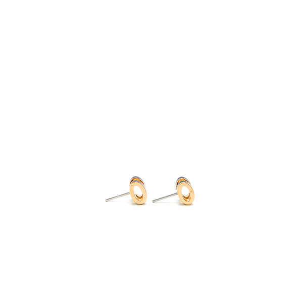 Hermes Mini Pop H Earrings Black Gold Tone
