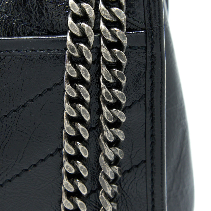 Saint Laurent Medium Niki Chain Bag Aged Calfskin Black Ruthenium Hardware