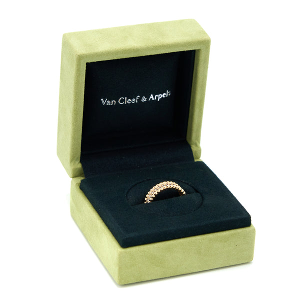 Van Cleef & Arpels Size 50 Perle Diamonds Ring, 1 Row Rose Gold with Diamonds