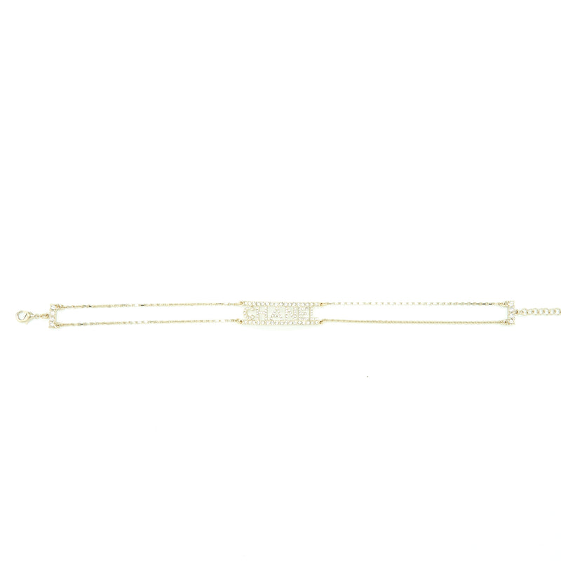 Chanel 22S Crystals Letter Choker Light Gold Tone