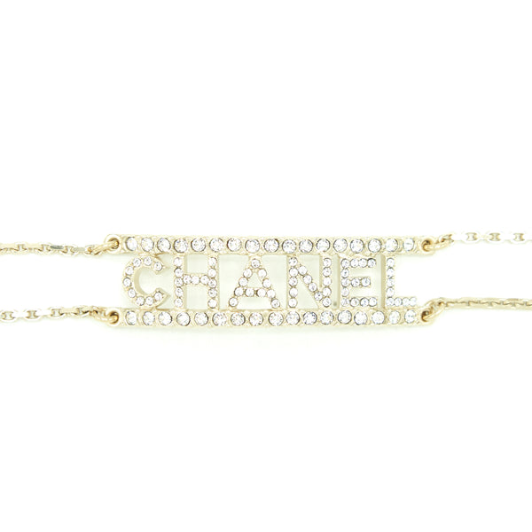 Chanel 22S Crystals Letter Choker Light Gold Tone