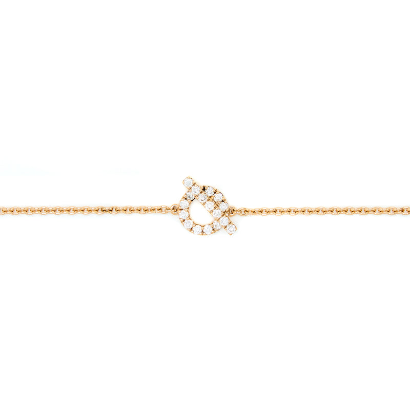 Hermes Finesse Bracelet Size SH Rose Gold With Diamonds