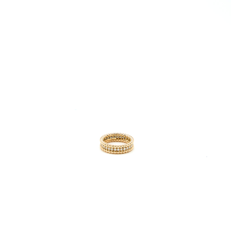 Van Cleef & Arpels Size 50 Perle Diamonds Ring, 1 Row Rose Gold with Diamonds