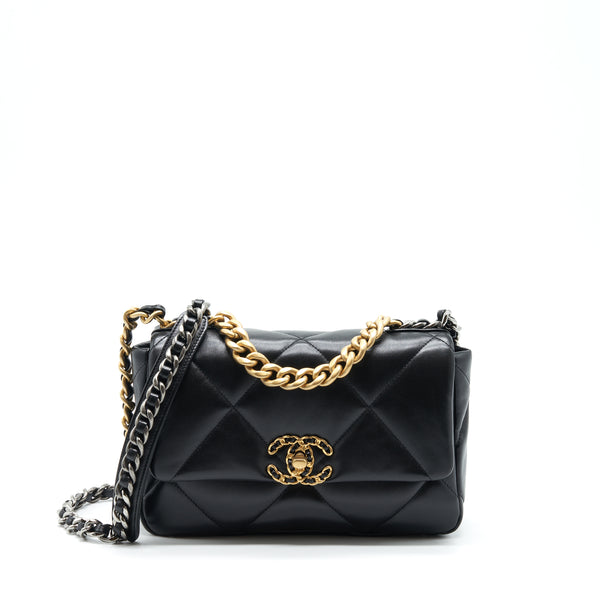 Chanel Small 19 Bag Lambskin Black With Multicolour Hardware (Microchip)