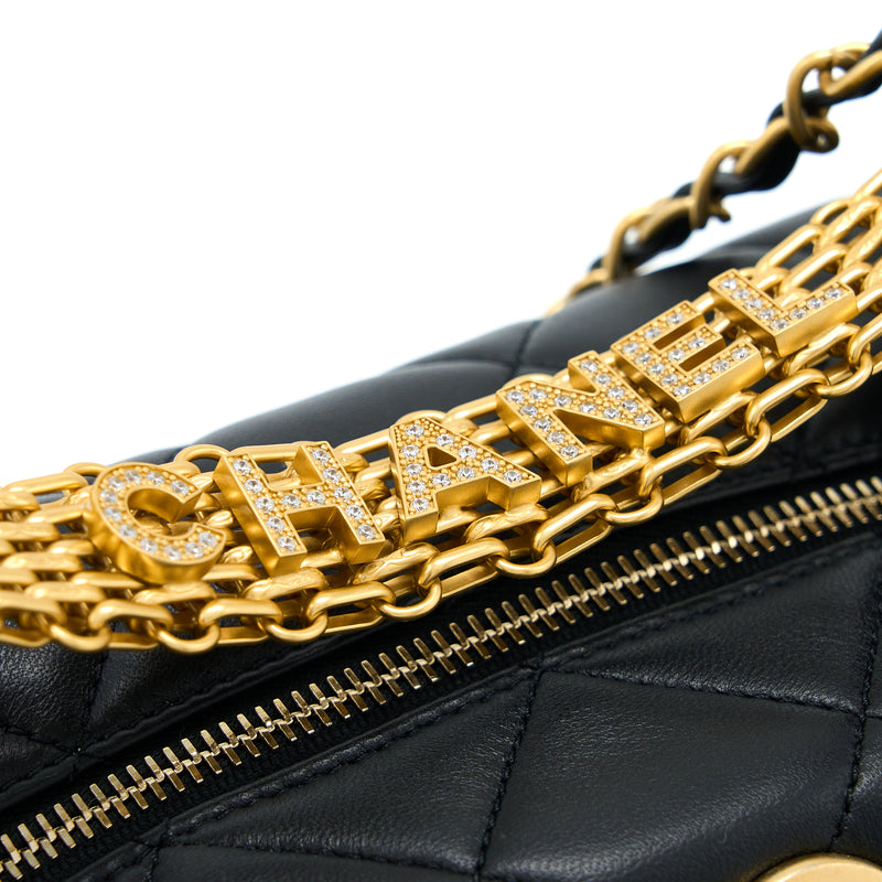 Chanel Flap Bag with Adjustable Strap Beige Lambskin Aged Gold Hardware 22K