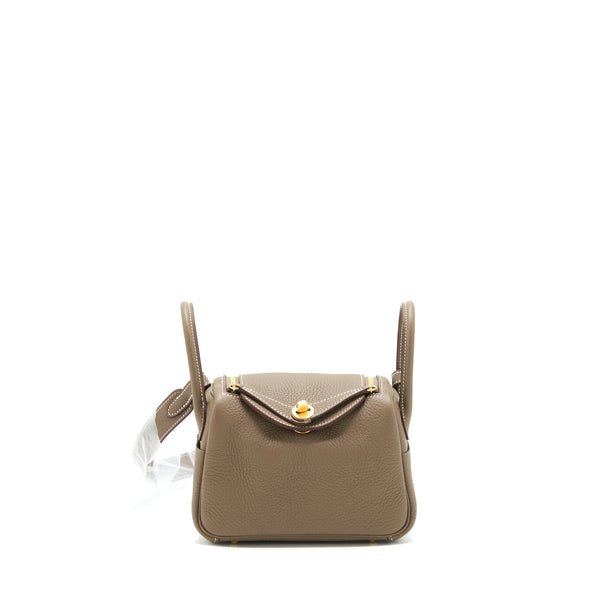 Hermes Mini Lindy Clemence Etoupe GHW stamp Z
