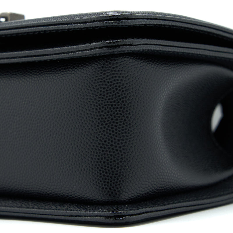 Chanel Small Boy Bag Caviar Black Ruthenium Hardware (Microchip)