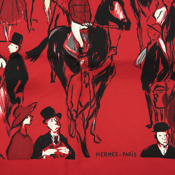 Hermes 90 x 90 cm Silk Scarf Clerc Red