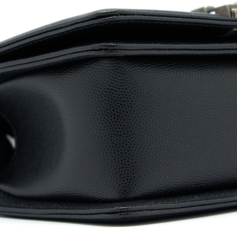 Chanel Small Boy Bag Caviar Black Ruthenium Hardware (Microchip)