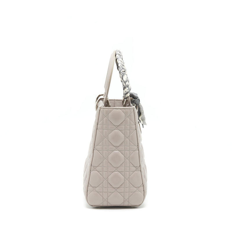 Dior Lady Dior Medium Lambskin Grey SHW With An Extra Twilly