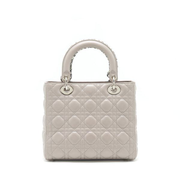 Dior Lady Dior Medium Lambskin Grey SHW With An Extra Twilly