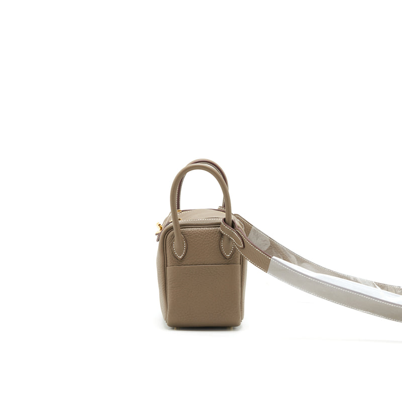 Hermes Mini Lindy Clemence Etoupe GHW stamp Z