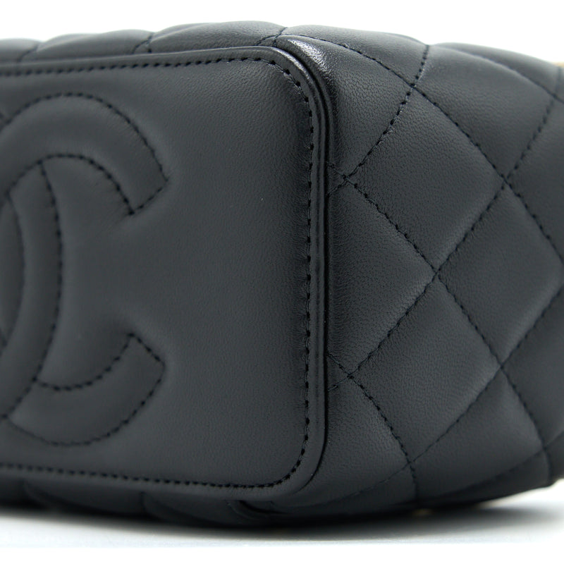 Chanel Pearl Crush Long Vanity Case Lambskin Black GHW (Microchip)