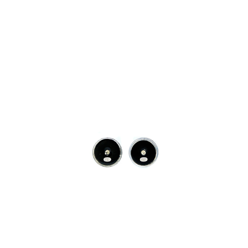 Chanel Round CC Crystal Earrings Black/ Silver