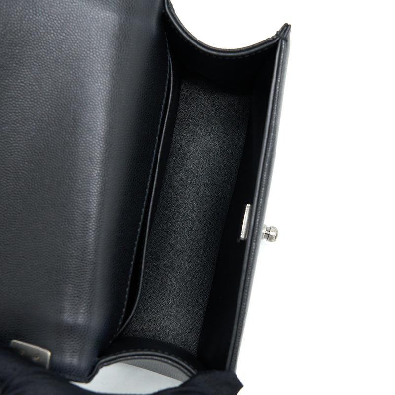 Chanel Small Boy Bag Caviar Black Ruthenium Hardware (Microchip)