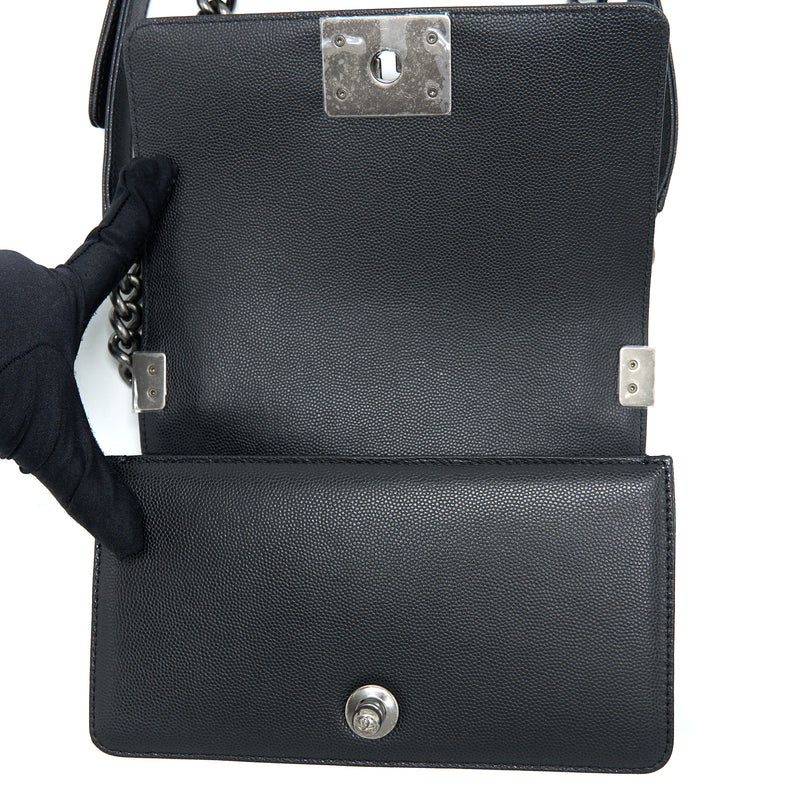 Chanel Small Boy Bag Caviar Black Ruthenium Hardware (Microchip)