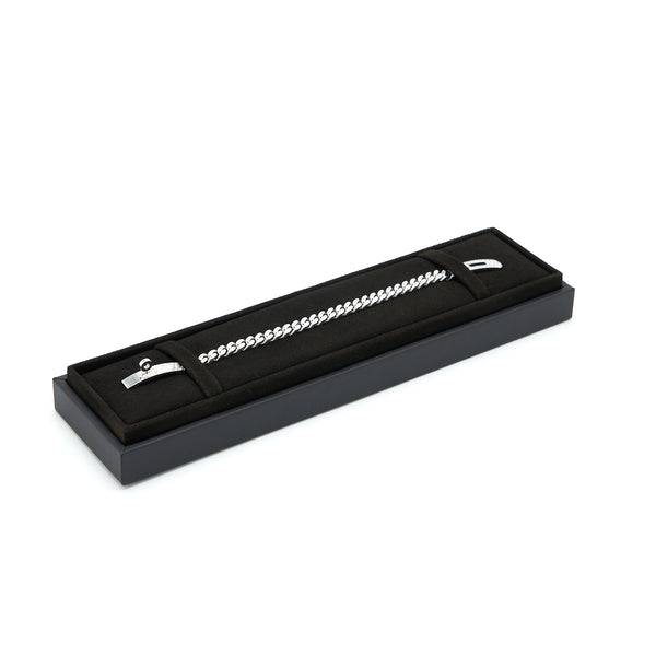 Hermes Size LG Kelly Gourmette Bracelet White Gold With Diamonds