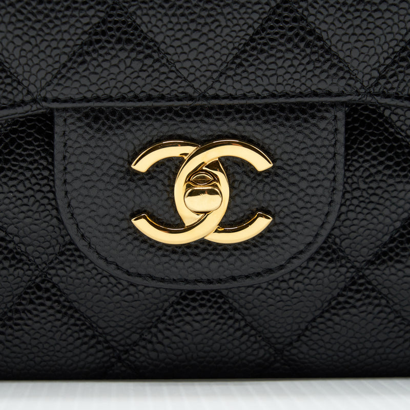 tas shoulder-bag Chanel Classic Caviar Black Jumbo Double Flap GHW #24  Shoulder Bag