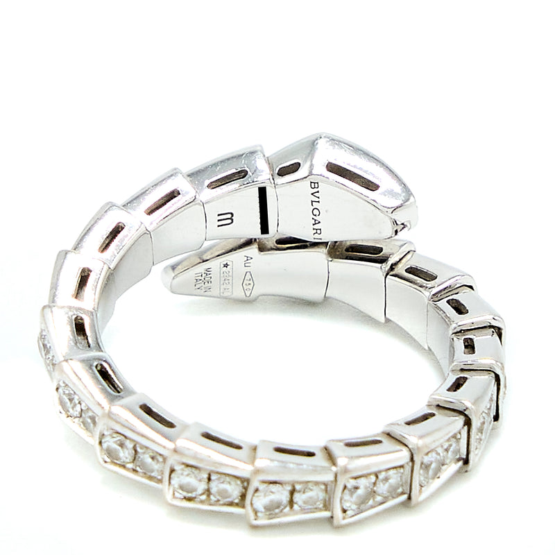 Bvlgari Size M Serpenti Viper Ring White Gold With Diamonds