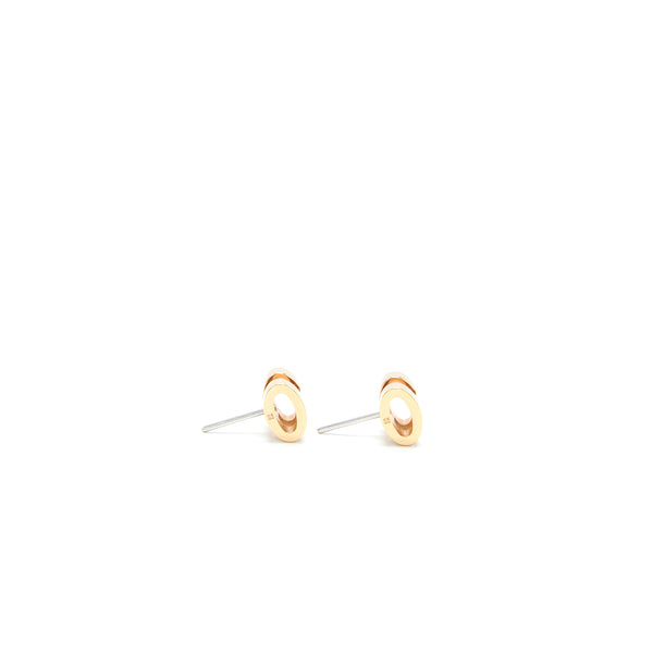 Hermes Mini Pop H Earrings Marron Glacé RGHW