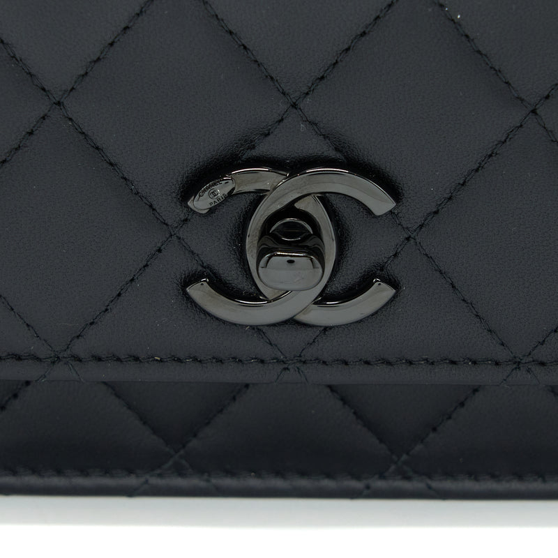 Chanel Trendy CC Wallet on Chain Lambskin So Black with Black Hardware
