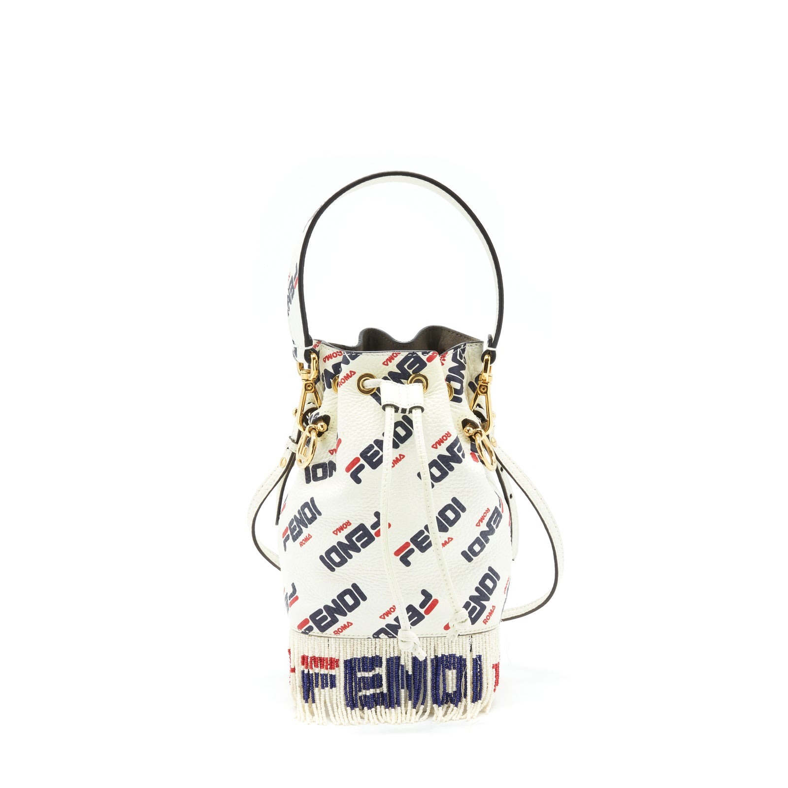 Fendi x Fila Mini Logo Mon Tresor Drawstring Bucket Bag