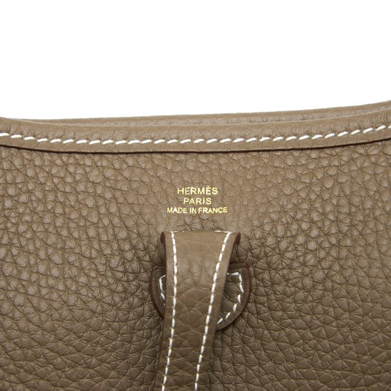 Hermes Mini Evelyne Clemence Etoupe GHW Stamp Z