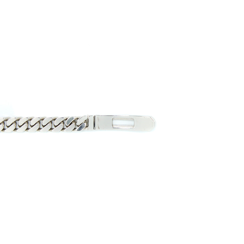 Hermes Size LG Kelly Gourmette Bracelet White Gold With Diamonds