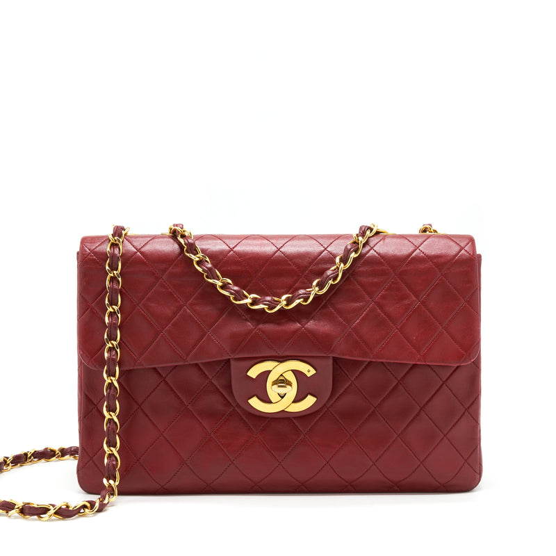 Chanel Vintage Maxi Flap Bag Lambskin Red GHW