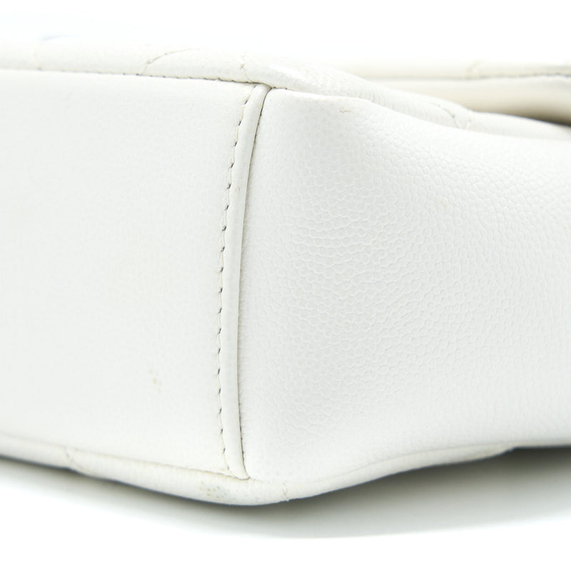 Chanel Seasonal Flap Bag Caviar White With Black Hardware