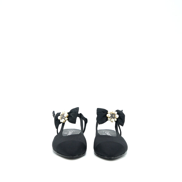 Chanel Size 39 Sling Back With Ribbon Design Black