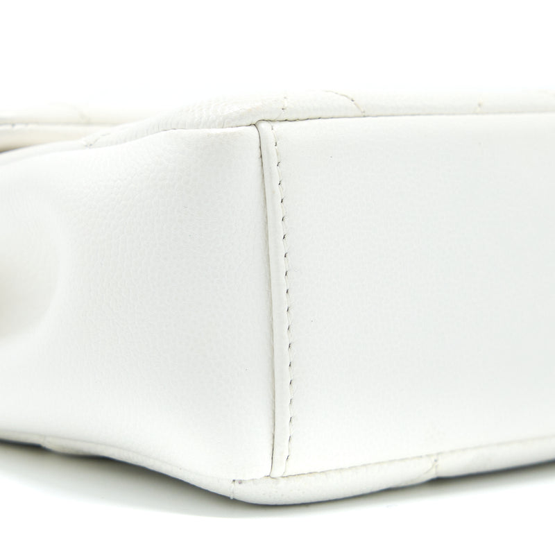 Chanel Seasonal Flap Bag Caviar White With Black Hardware