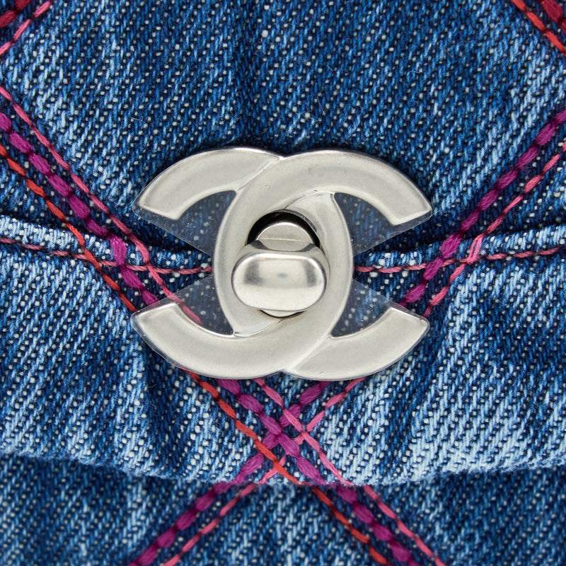Chanel 22S Coco Beach Denim Mini Saddle Bag Denim Blue SHW (Microchip)
